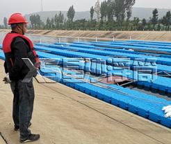 河北保定中國交建四公局跨南水北調干渠防護浮橋現場